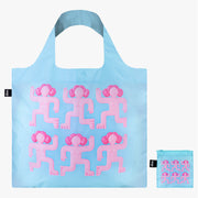 Yamann torba podręczna na zakupy w jasnoniebieskim kolorze z różowymi figurkami na przodzie