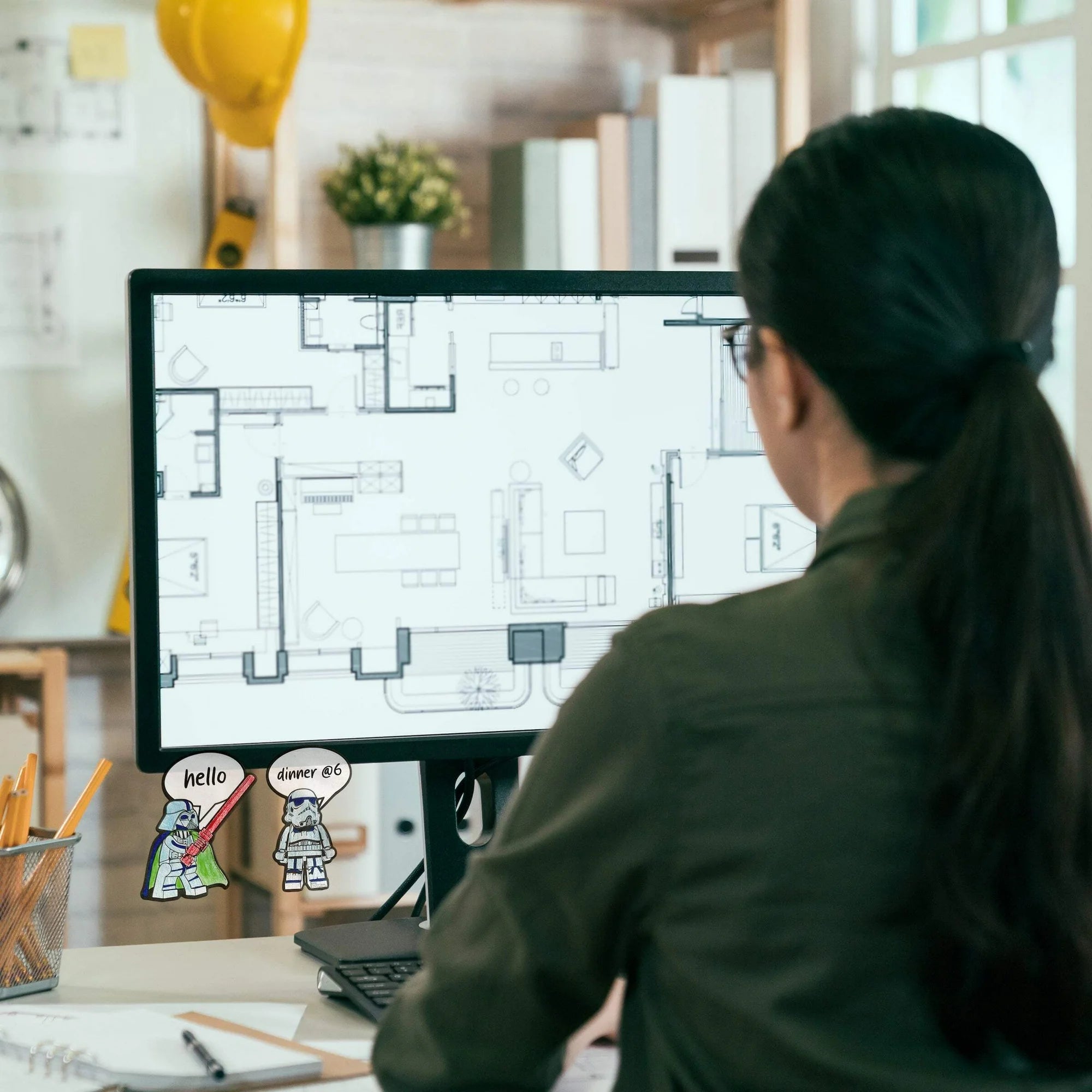 Samoprzylepne karteczki LEGO Star Wars z postaciami do oznaczania notatek na monitorze komputera