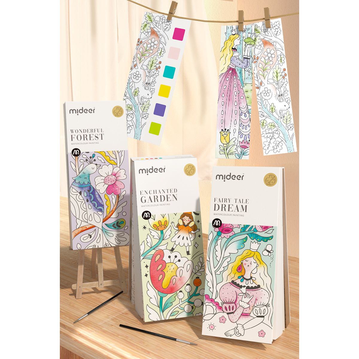 Kolorowanka akwarelowa dla dzieci z motywami bajkowymi i kwiatowymi od Yamann