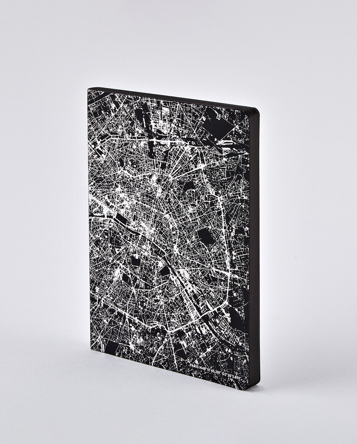 Notatnik Nightflight Paris Silver z mapą Paryża w czarno-białym kolorze od BV JACOB COMPANY