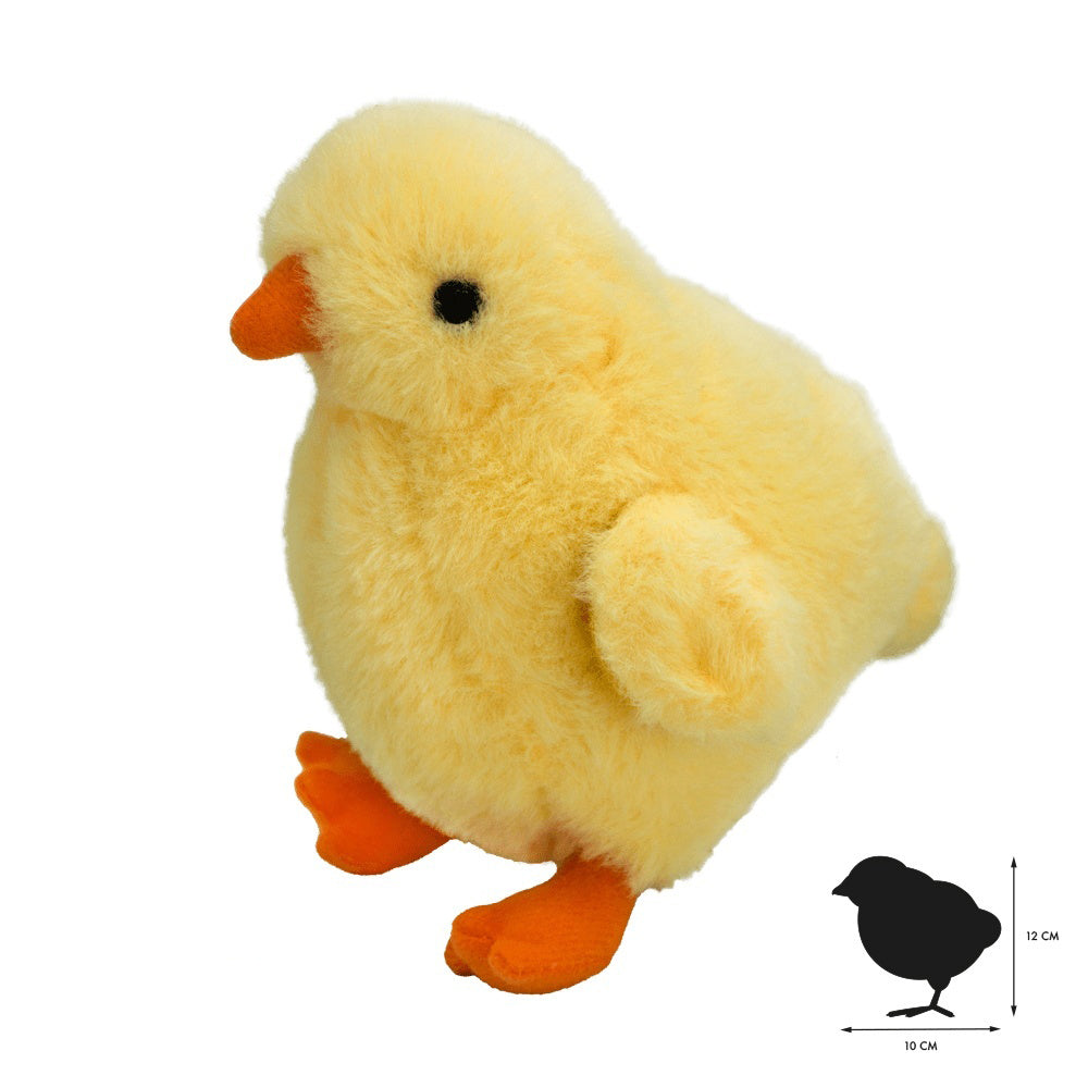 Pluszak kurczak dla dzieci w żółtym kolorze z miękkim futerkiem i pomarańczowym dziobem oraz stopami