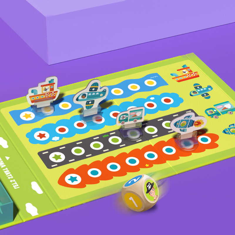 Magnetyczna gra pojazdy dla dzieci z kolorową planszą i figurkami statków oraz samochodów MOB
