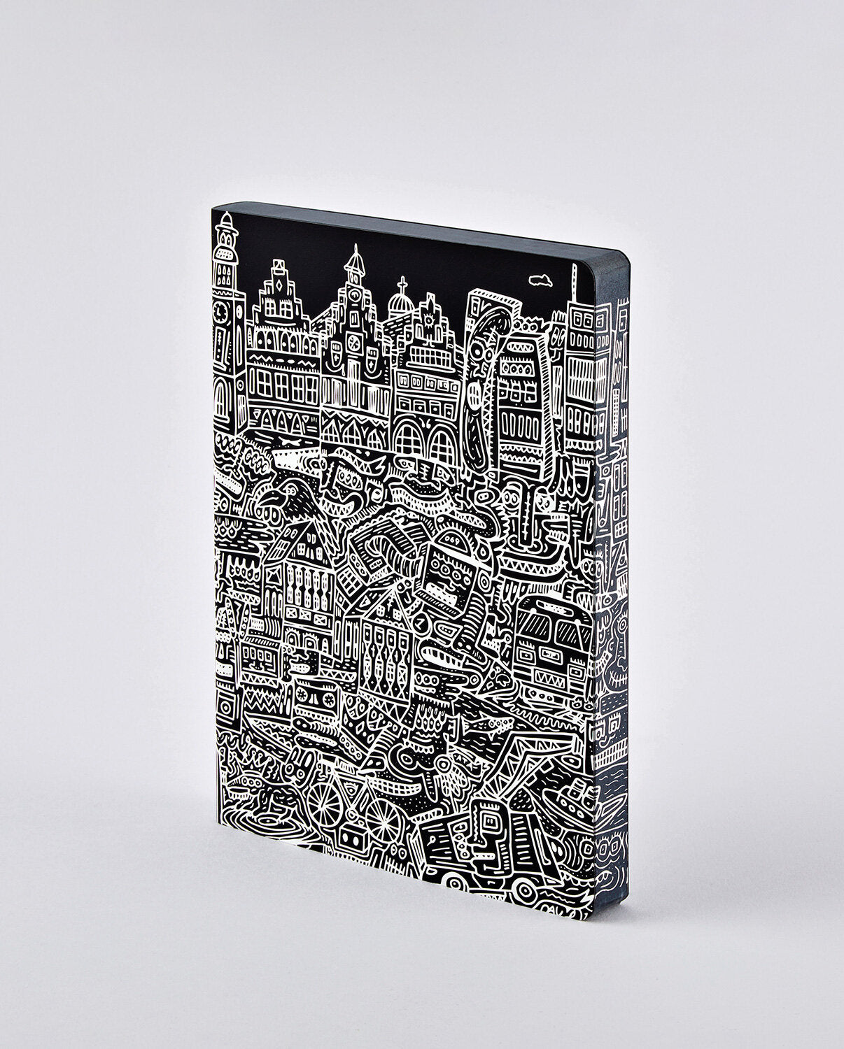 Notatnik Frankfurt z czarno-białą ilustracją miasta na okładce firmy Yamann