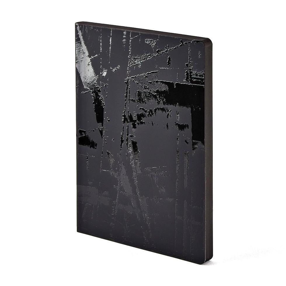 Notatnik Solaris L Light w czarnej twardej okładce z teksturowanym wzorem od BV JACOB COMPANY