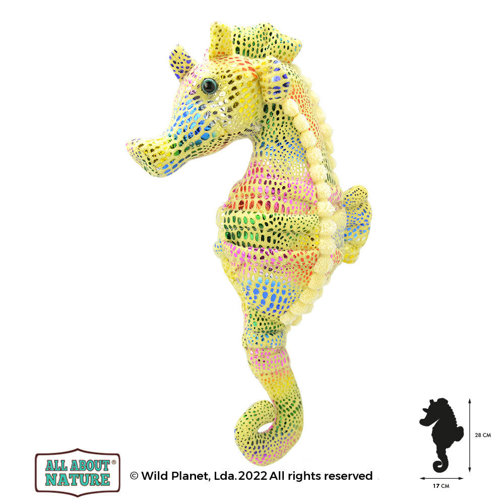 Pluszak konik morski od Wild Planet w kolorach żółtym i niebieskim z miękkiego materiału