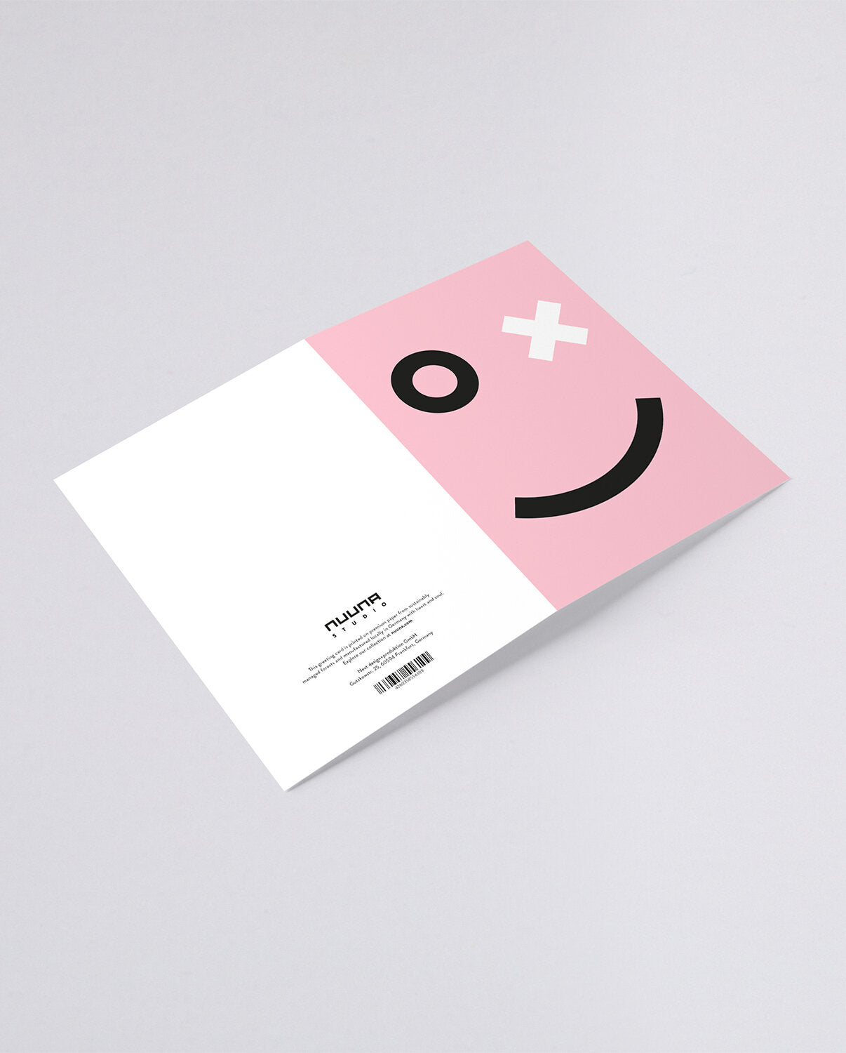 Oryginalna kartka okolicznościowa z różowym frontem i minimalistycznym uśmiechem od BV JACOB COMPANY