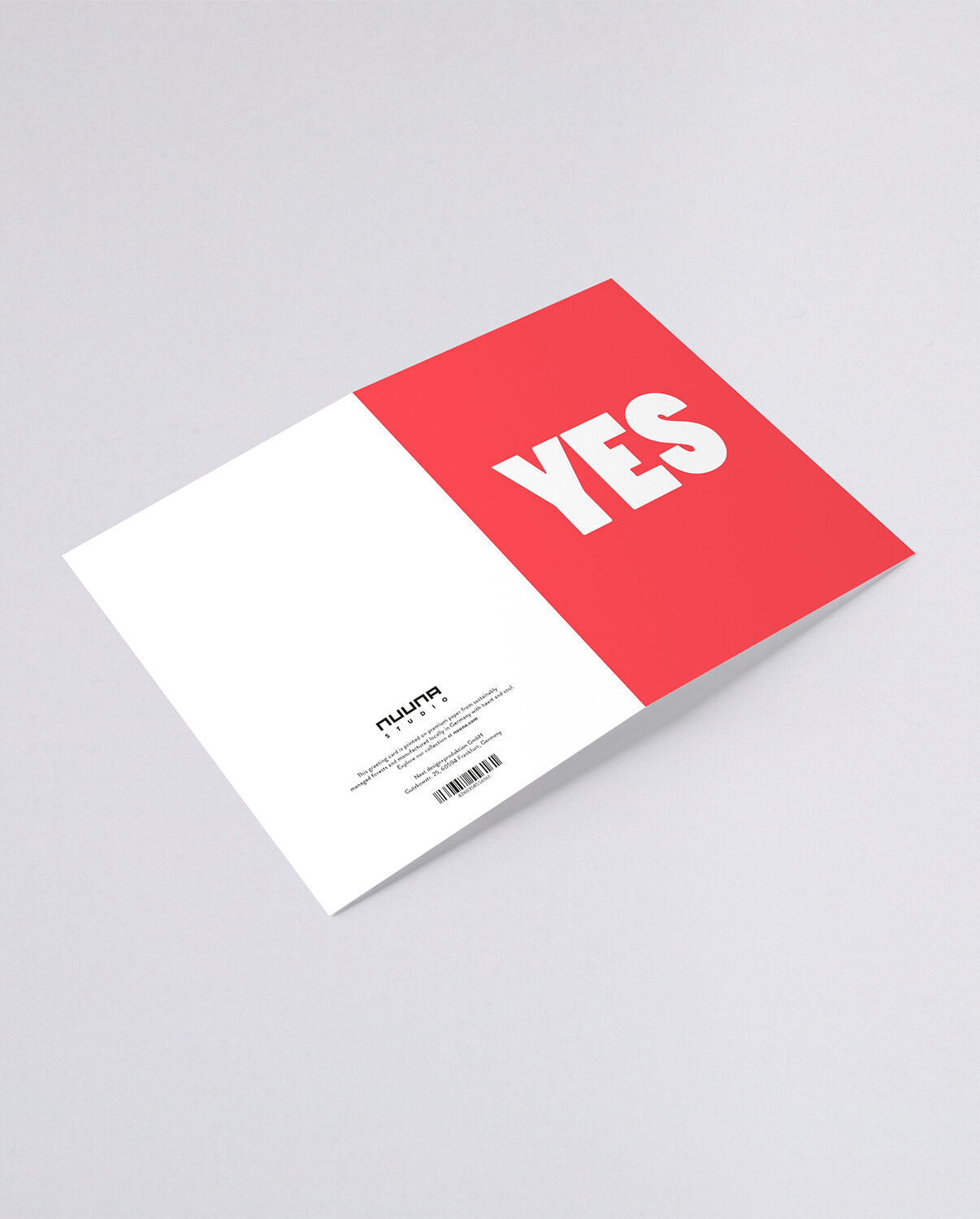 Kartka okolicznościowa yes z czerwonym frontem i białym napisem YES w nowoczesnym stylu