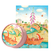 Artystyczne puzzle dla dzieci marki Mideer z kolorowym obrazkiem zwierząt w łodzi na rzece