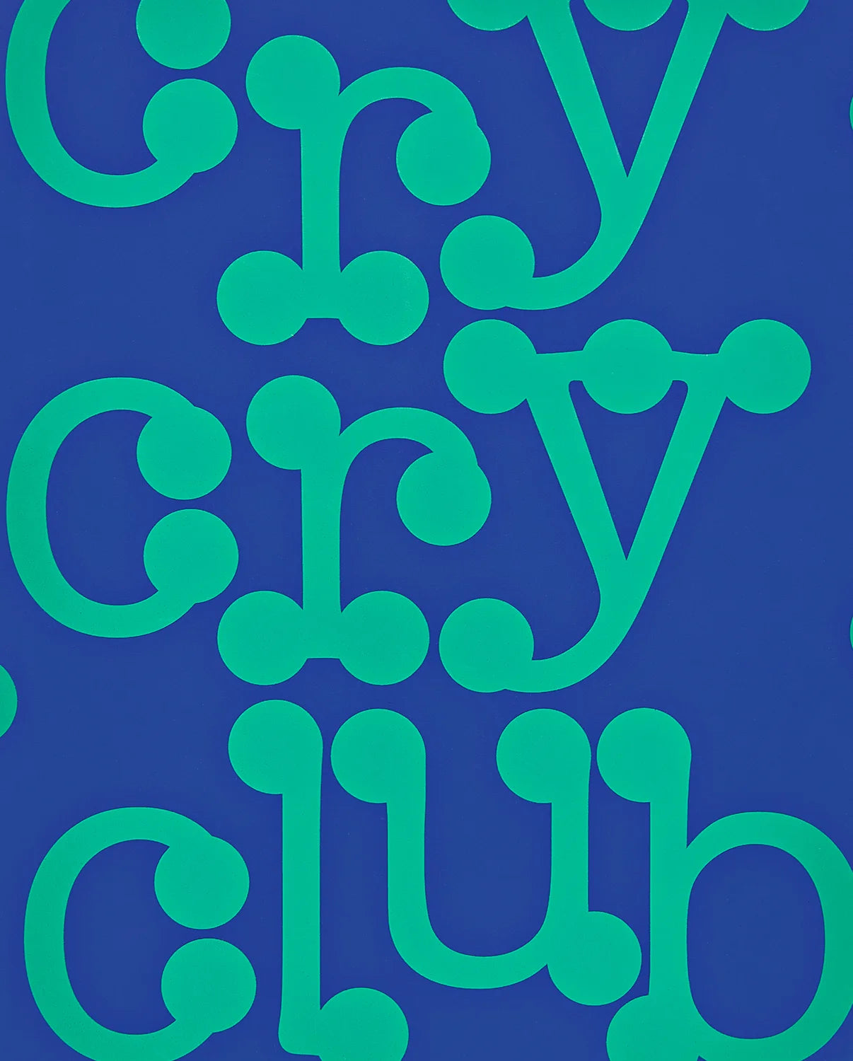 Notatnik graficzny Cry Cry Club z niebieską okładką i zielonym wzorem liter od BV JACOB COMPANY