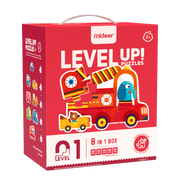 Puzzle dla dzieci pojazdy zestaw 8 w 1 poziom 1 z kolorowymi pojazdami i zwierzętami