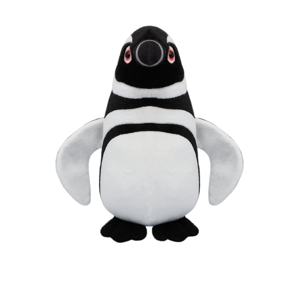 pluszak pingwin magellański marki Wild Planet w czarno-białych barwach z różowymi oczami