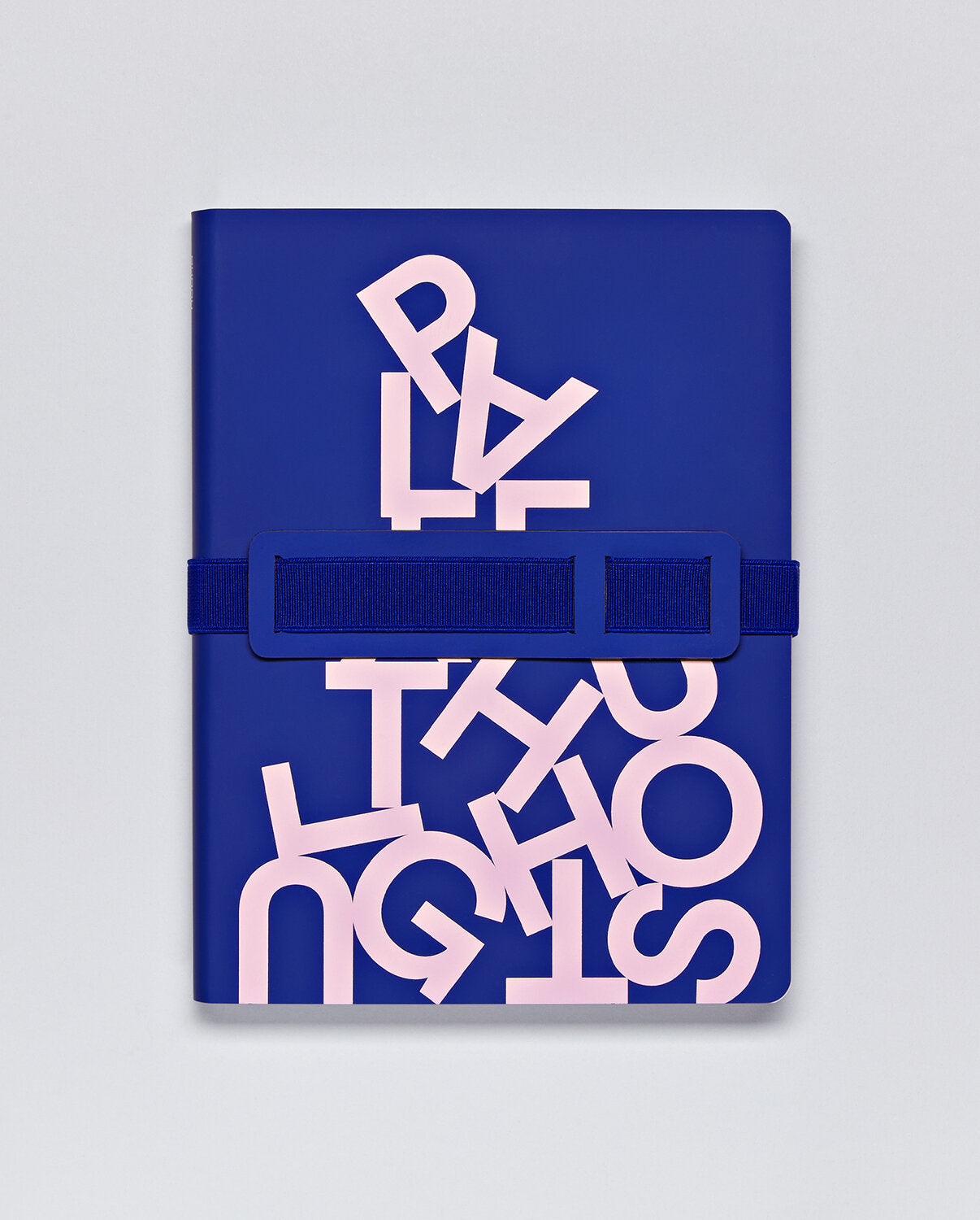 Elastyczna opaska do torebki BV JACOB COMPANY w kolorze granatowym na niebieskim notesie z różowymi literami