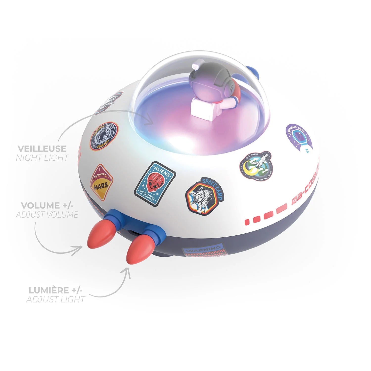 MOB świecący głośnik bezprzewodowy w kształcie statku kosmicznego z kolorowym podświetleniem