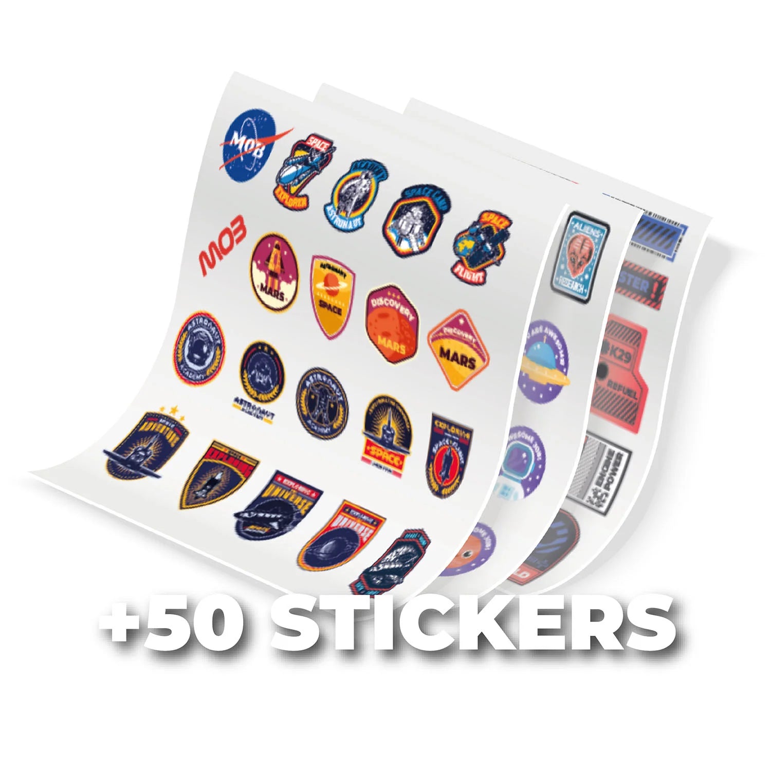 Zestaw ponad 50 naklejek z motywami kosmicznymi od MOB