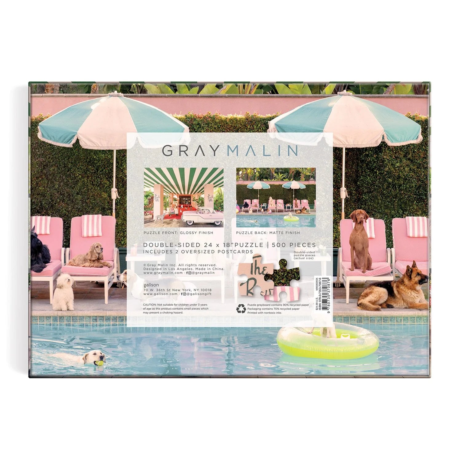 Puzzle Galison Gray Malin – The Dogs at the Beverly Hills Hotel (500 el.)