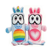 Kolorowa maskotka Flipzers jednorożec w niebieskim i różowym kolorze z tęczowym i sercowym wzorem