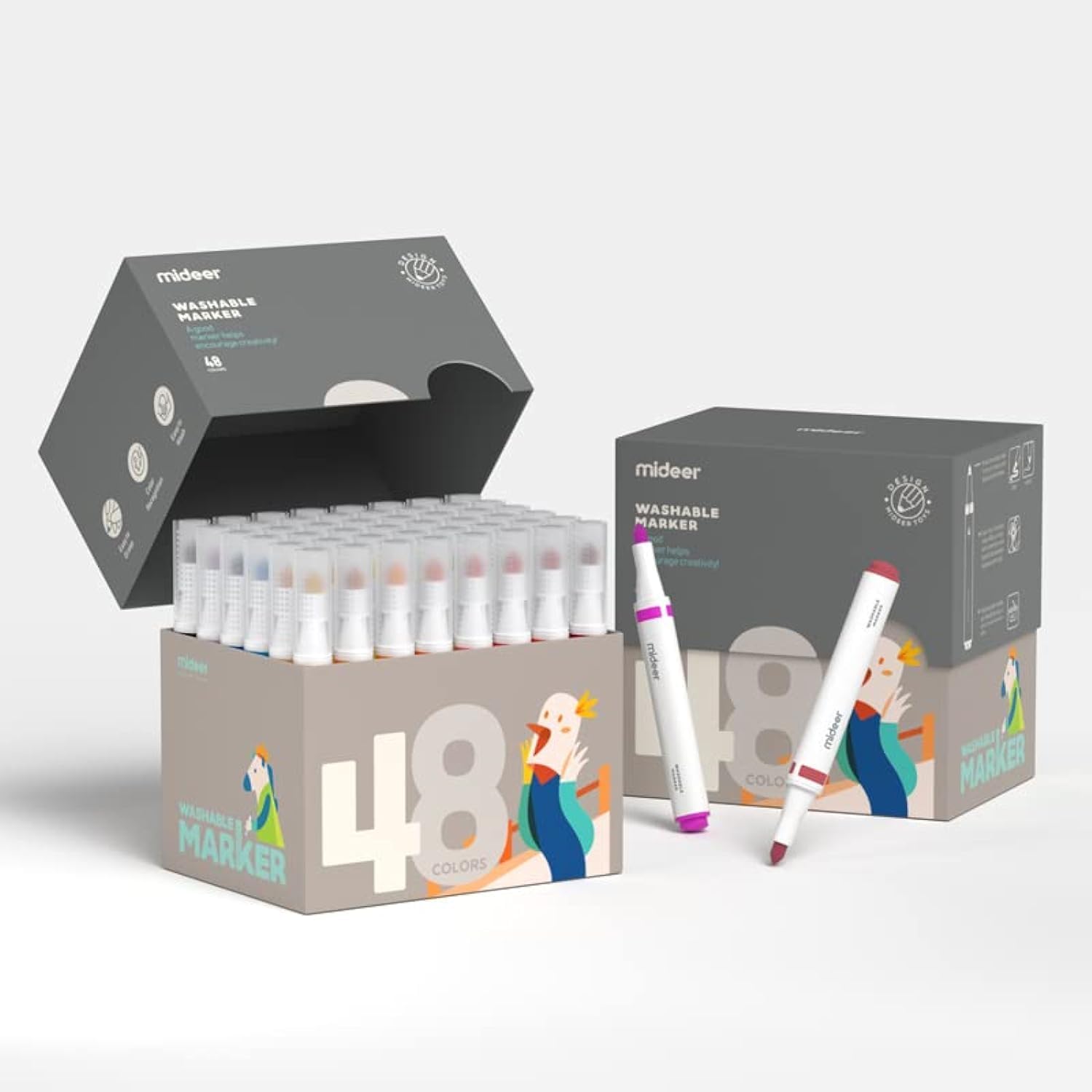 Markery zmywalne 48 kolorów Yamann zestaw 48 kolorowych markerów do rysowania i kolorowania