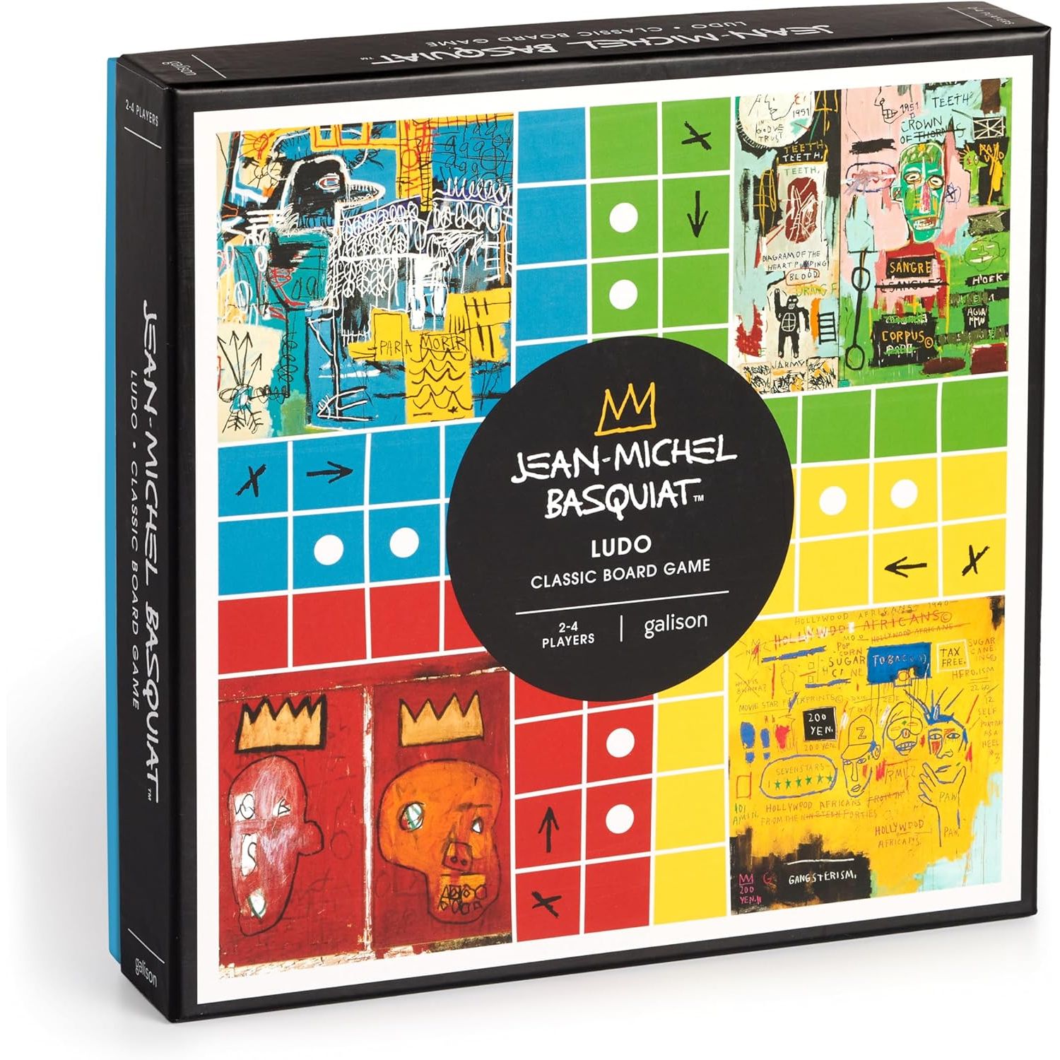 Ludo gra planszowa Basquiat z kolorową planszą i motywami inspirowanymi sztuką Jean-Michel Basquiata