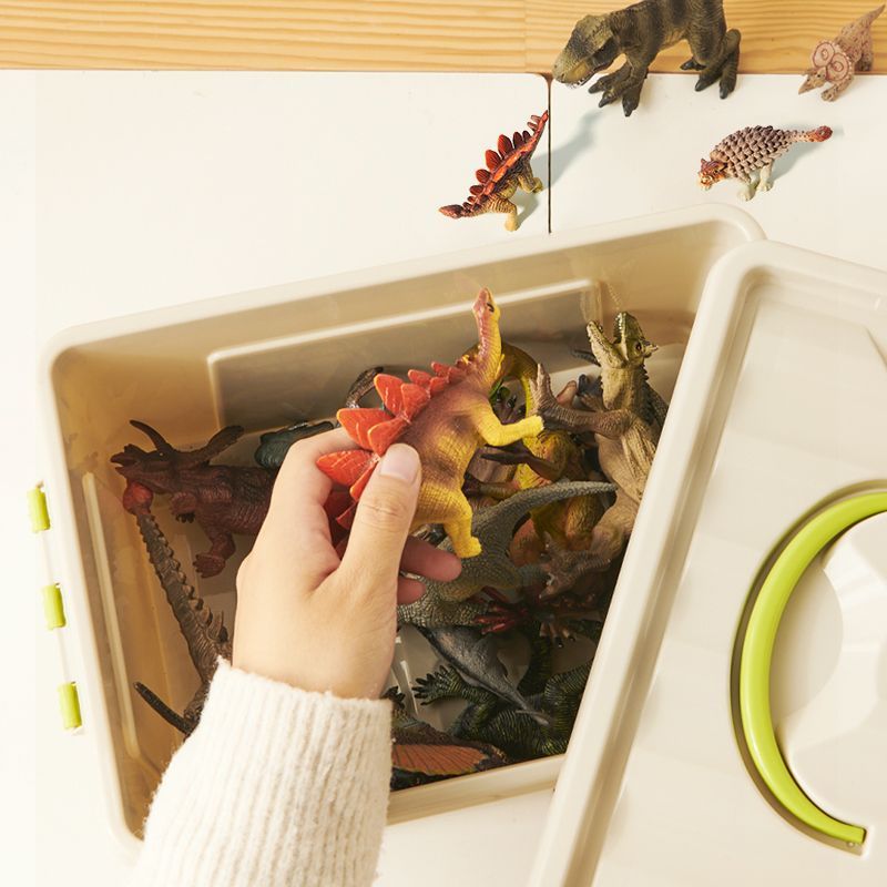 Zestaw figurek dinozaurów dla dzieci w pudełku z kolorowymi plastikowymi figurkami do zabawy