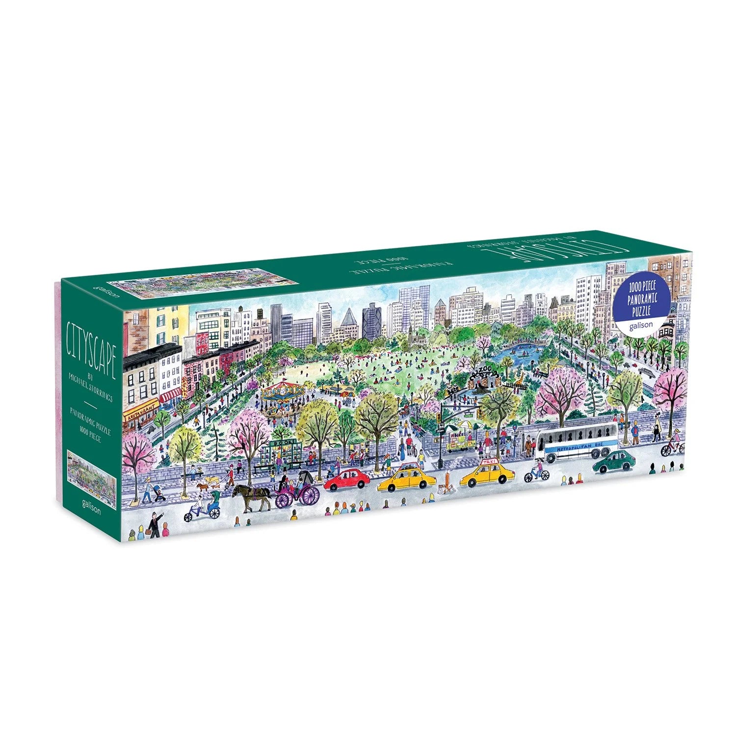 Puzzle 1000 elementów cityscape Galison z ilustracją miejskiego parku i budynków w tle