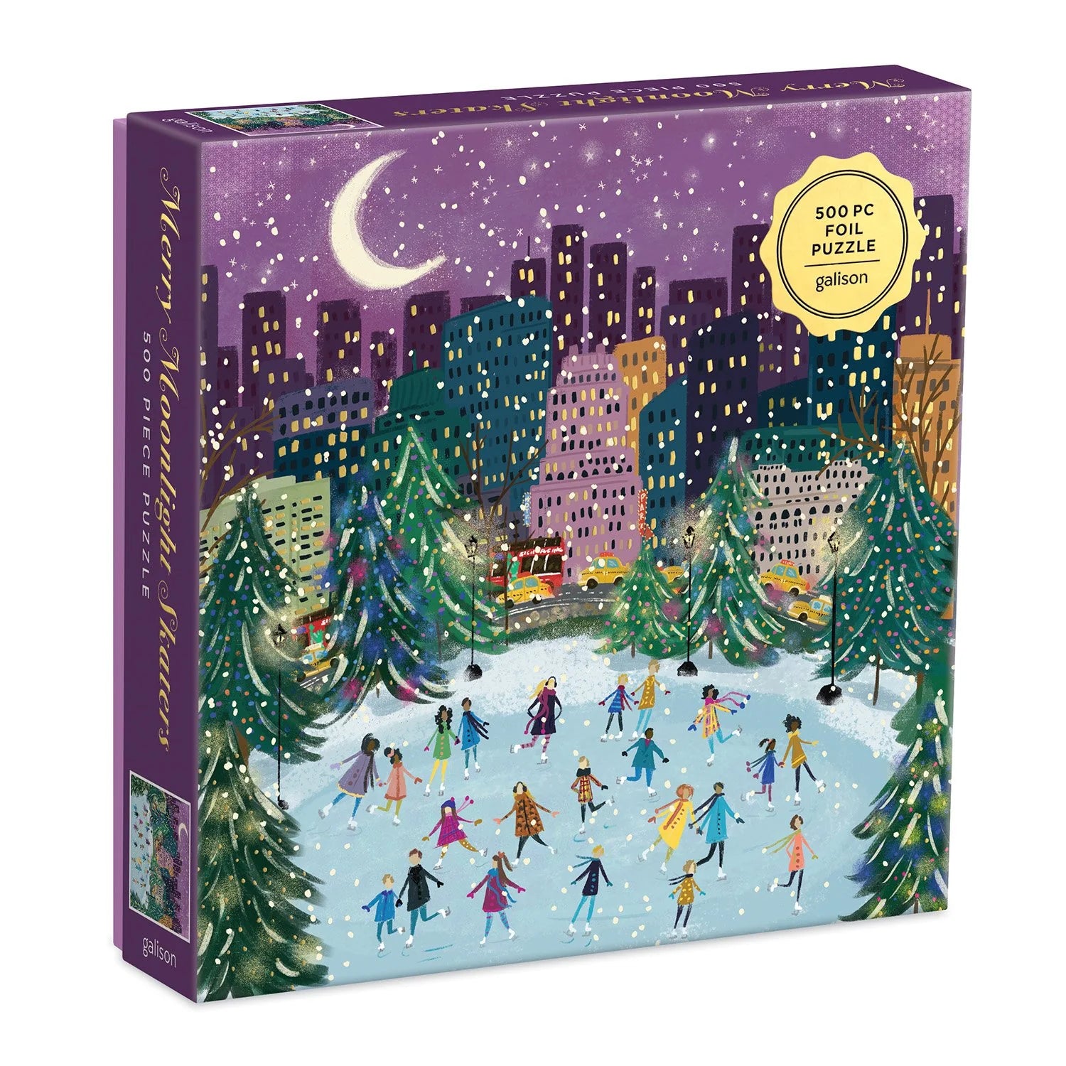 Puzzle świąteczne Galison – Merry Moonlight Skaters (500 el.)