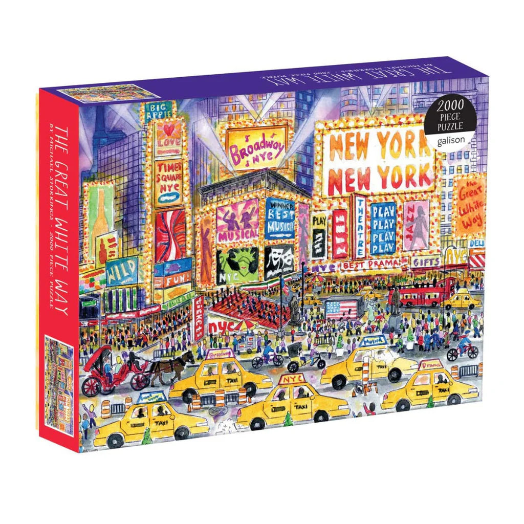 Puzzle Galison 2000 elementów z ilustracją tętniącego życiem Nowego Jorku wieczorem