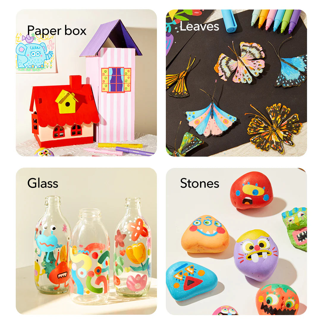 Markery akrylowe mideer z pędzelkową końcówką do malowania na papierze, liściach, szkle i kamieniach