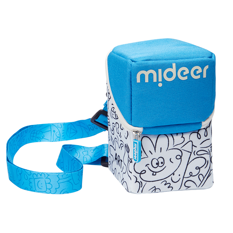 Niebieska torba na markery akrylowe dla dzieci z kolorowym paskiem i wzorem Mideer