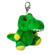 Pluszowy brelok krokodyl w zielonym kolorze z żółtymi detalami i metalowym karabińczykiem
