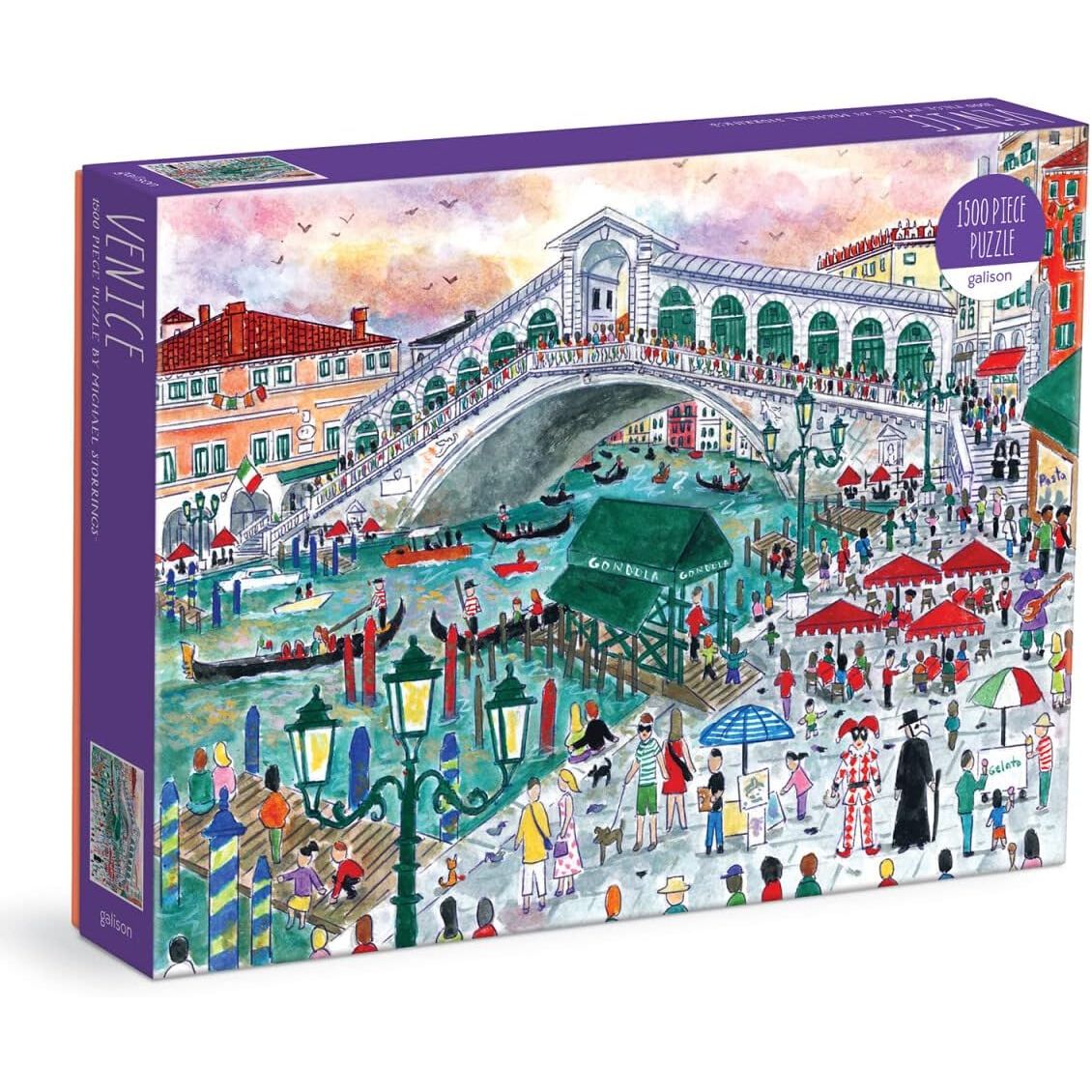 Puzzle 1500 elementów Wenecja Galison z ilustracją mostu Rialto i gondoli nad kanałem