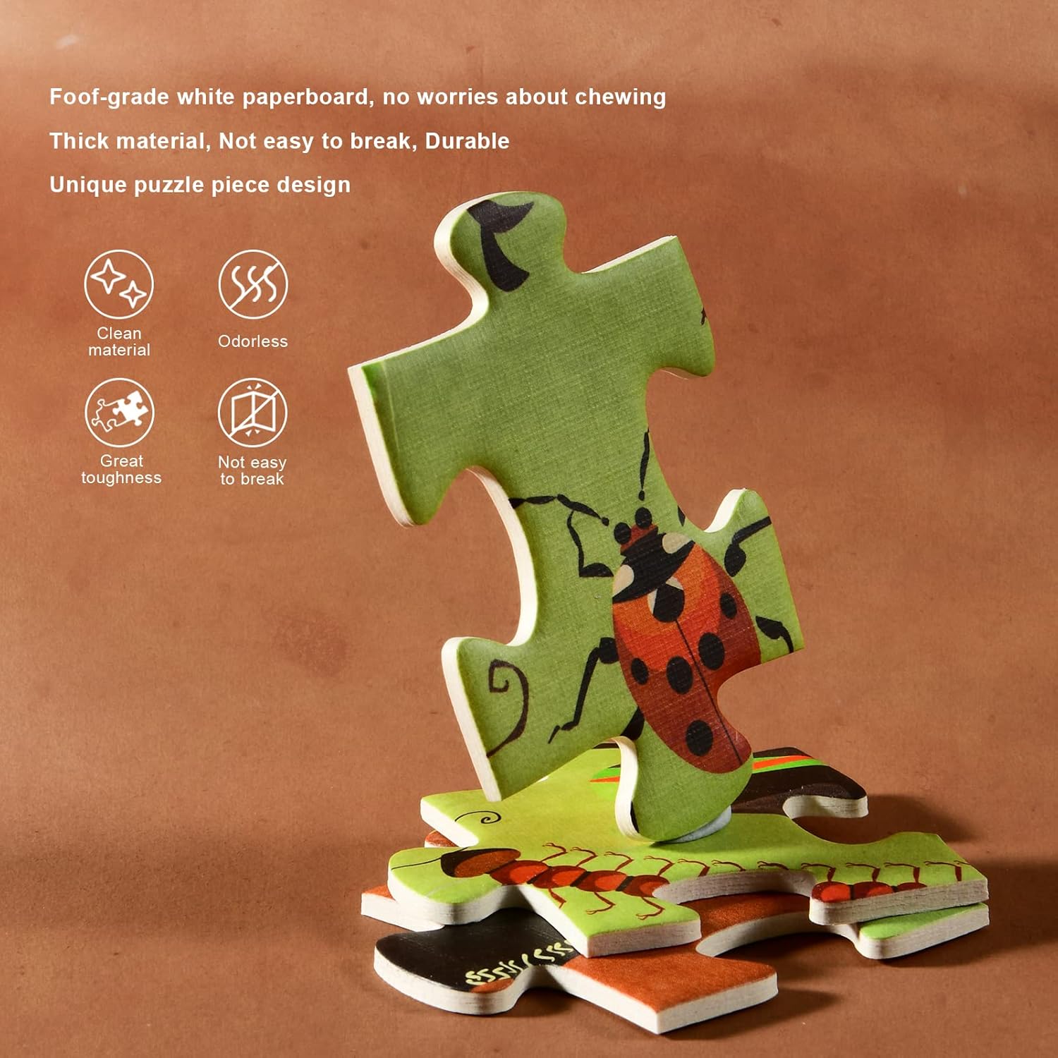 Mideer puzzle owady dla dzieci z grubych trwałych elementów z motywem biedronki i innych owadów