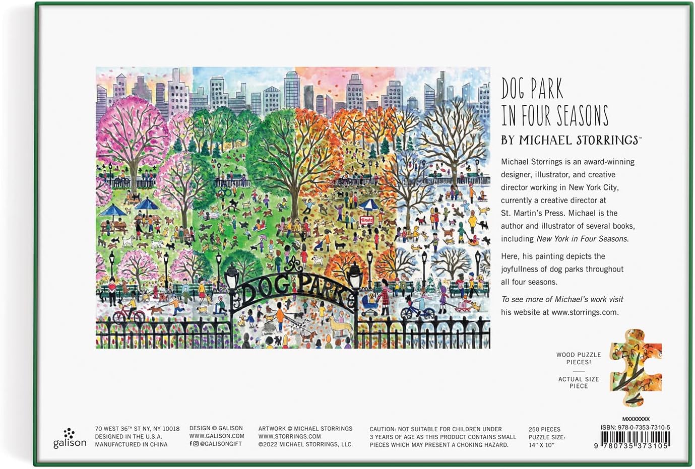 Puzzle 1000 elementów dla dorosłych z obrazem parku dla psów w cztery pory roku od Galison
