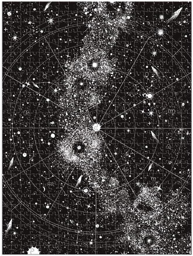 Czarno-białe puzzle 500 elementów z motywem kosmosu i konstelacji gwiazd od Galison