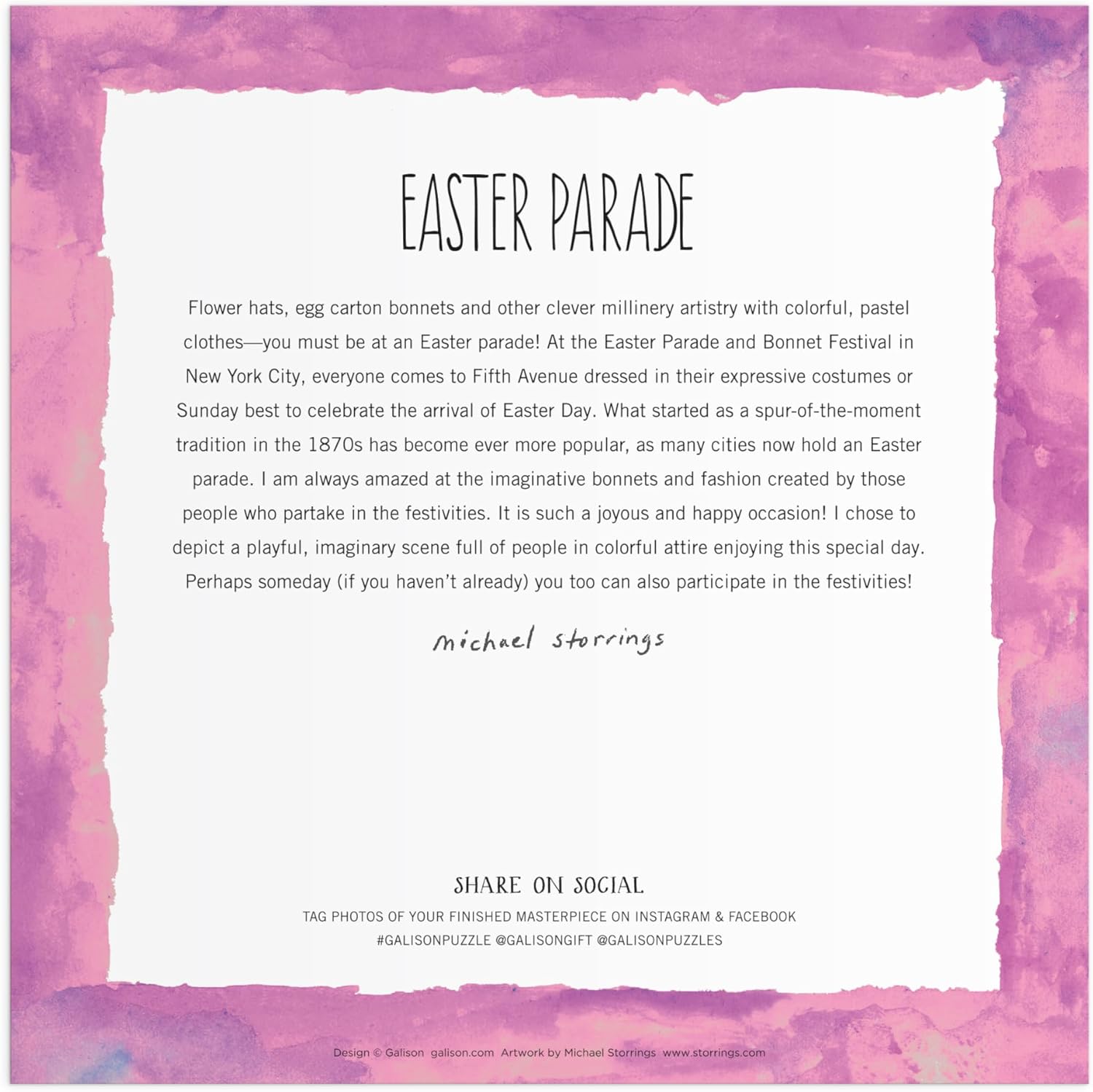 Puzzle wielkanocne 500 elementów od Galison z motywem Easter Parade i pastelową ramką