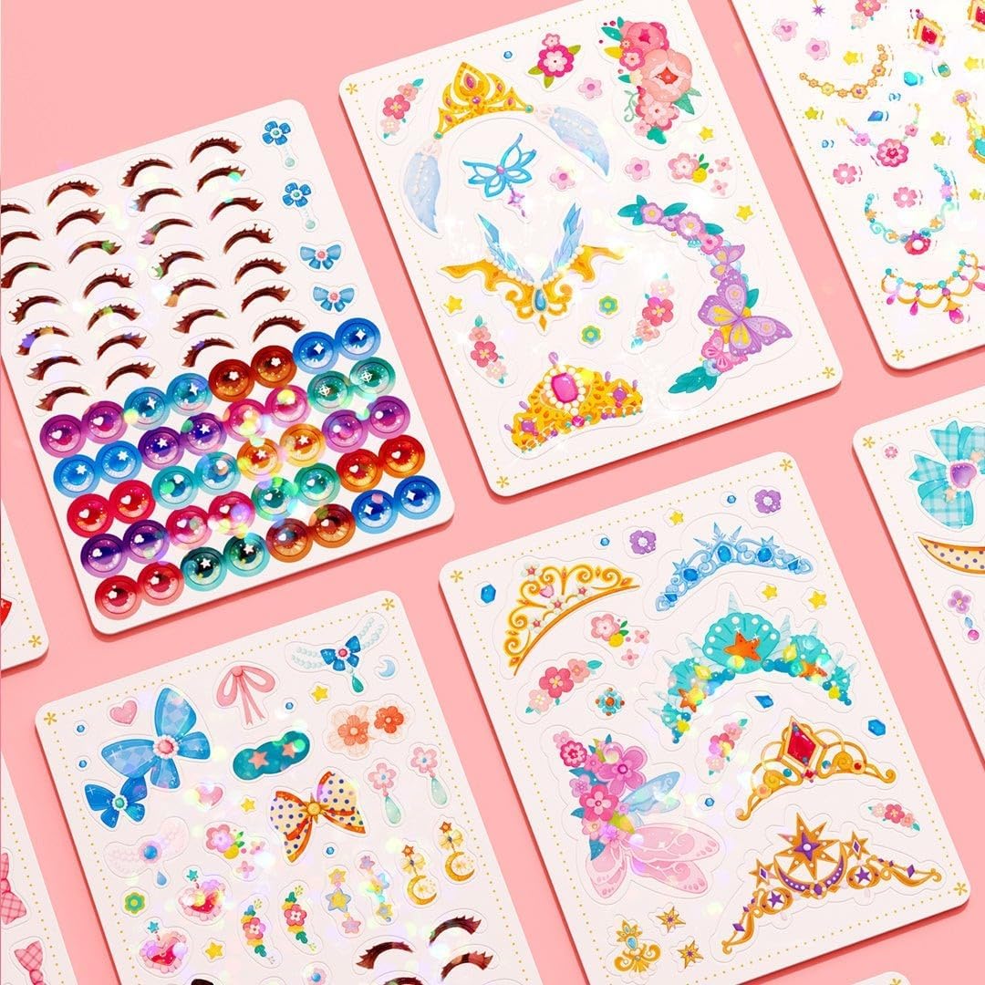 Zestaw kreatywny dla dzieci księżniczka z naklejkami koron, biżuterii i oczu do dekoracji