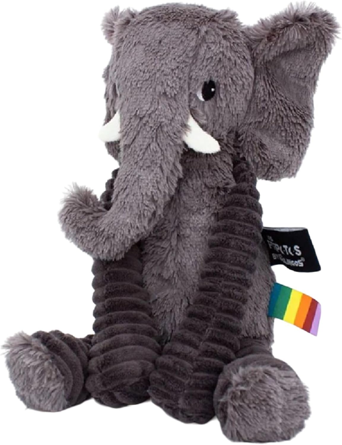 Pluszowy słoń szary miękki pluszak z długimi nogami i kolorową metką BV JACOB COMPANY
