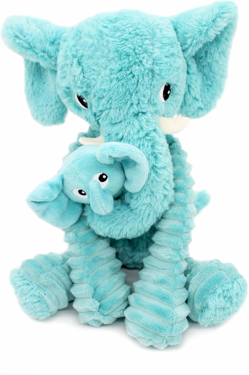 Pluszowy słoń mama i dziecko w błękitnym kolorze z miękkim futerkiem od BV JACOB COMPANY