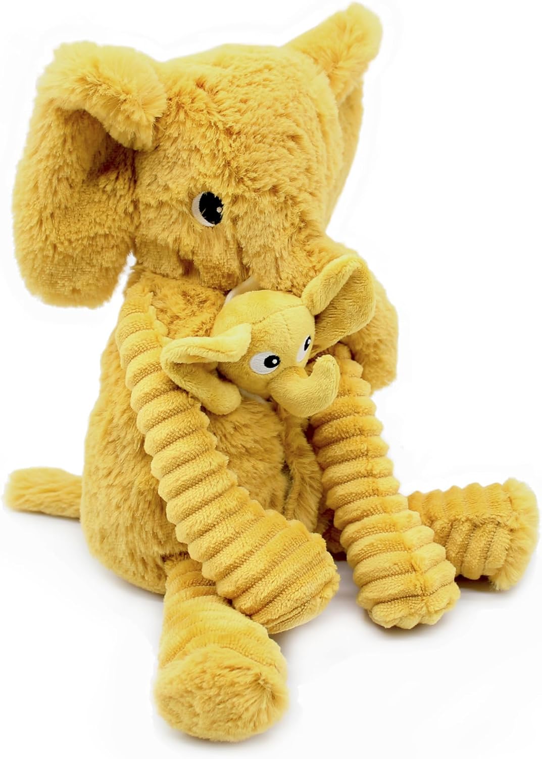 Pluszowy słoń mama i dziecko w żółtym kolorze, miękka zabawka od BV JACOB COMPANY