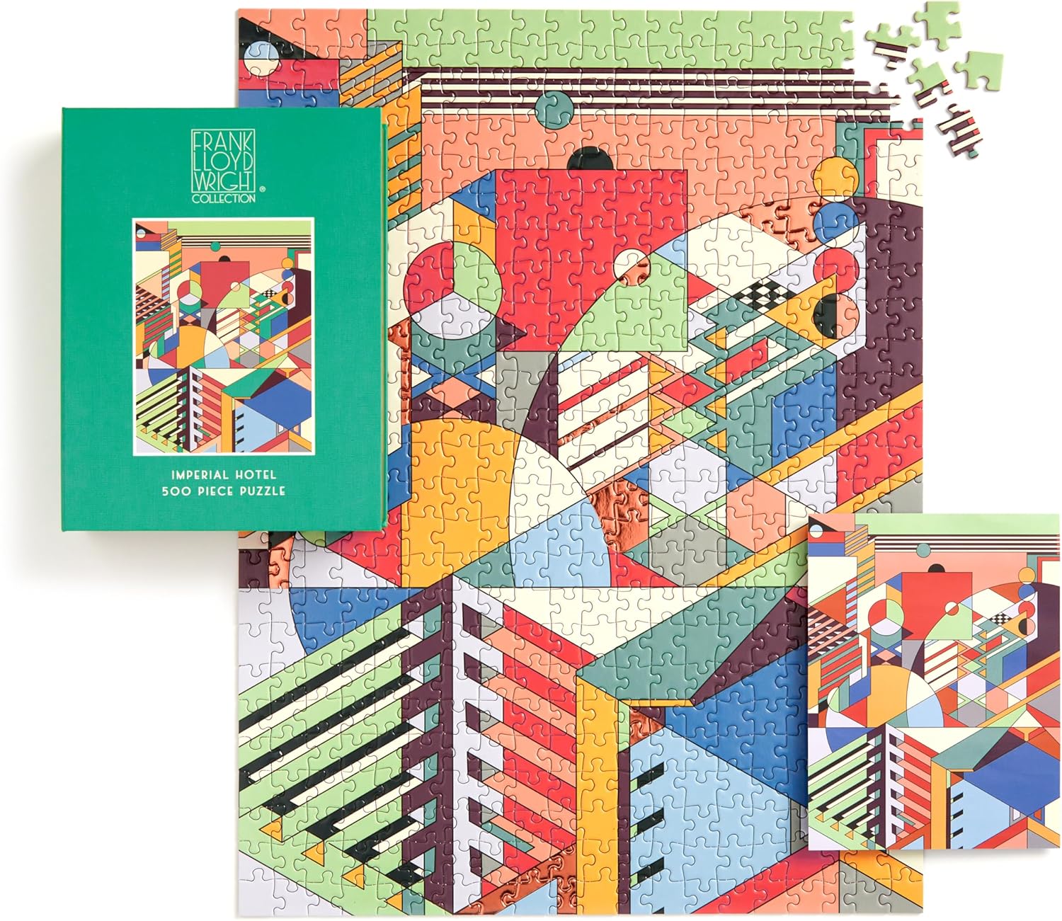 puzzle Frank Lloyd Wright 500 elementów z kolorowym geometrycznym wzorem Imperial Hotel od Galison