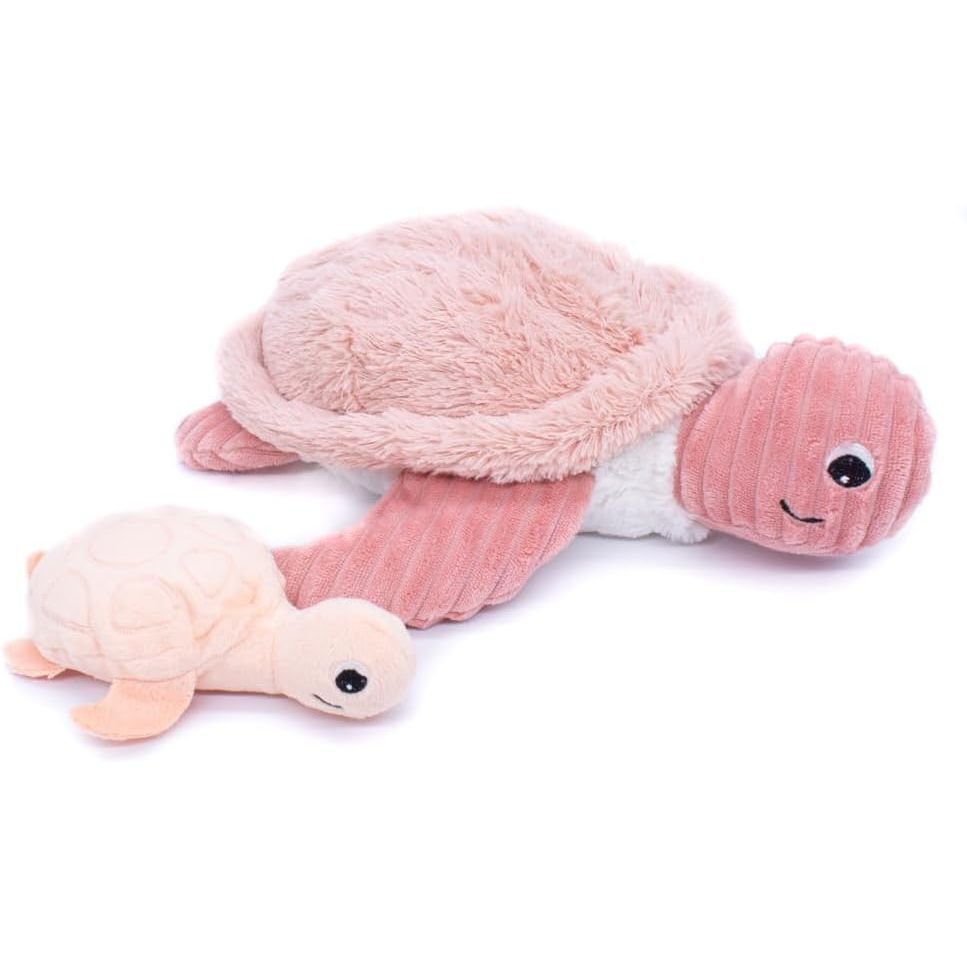 Pluszowy żółw mama i dziecko w różowych odcieniach miękkie i przytulne zabawki