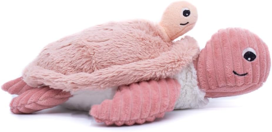 Pluszowy żółw mama i dziecko w różowych odcieniach miękkiego materiału od BV JACOB COMPANY