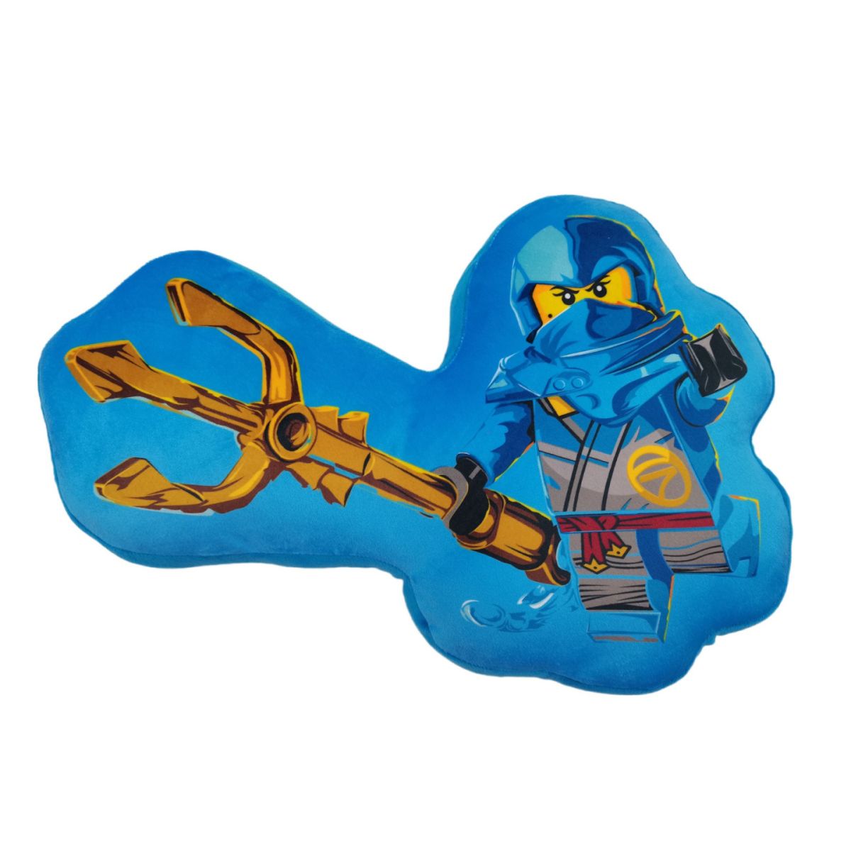 Miękka poduszka LEGO Ninjago Nya z nadrukiem postaci ninja w niebieskim stroju z bronią