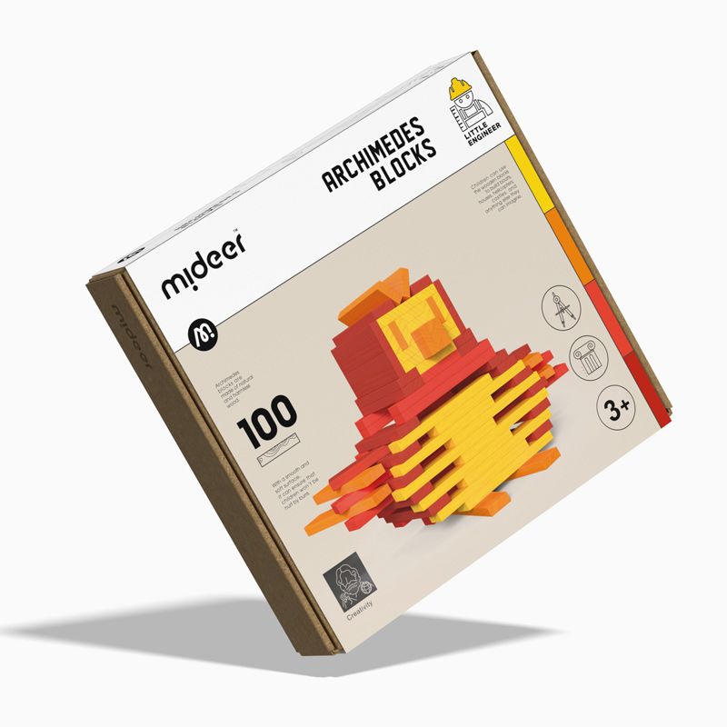 Opakowanie z zabawką drewniane klocki Archimedes 100 elementów do układania dla dzieci od 3 lat