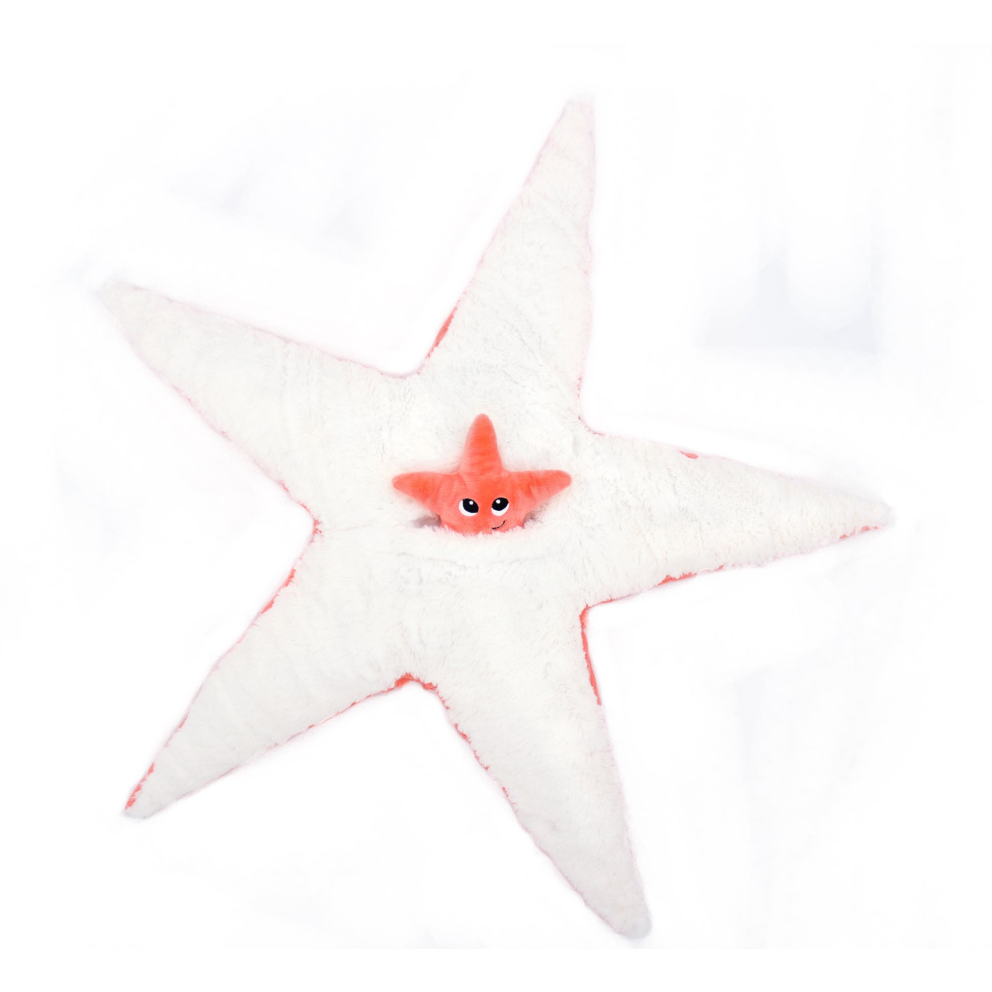 Pluszowa rozgwiazda dla dzieci biała z pomarańczowym mniejszym pluszakiem w środku od BV JACOB COMPANY