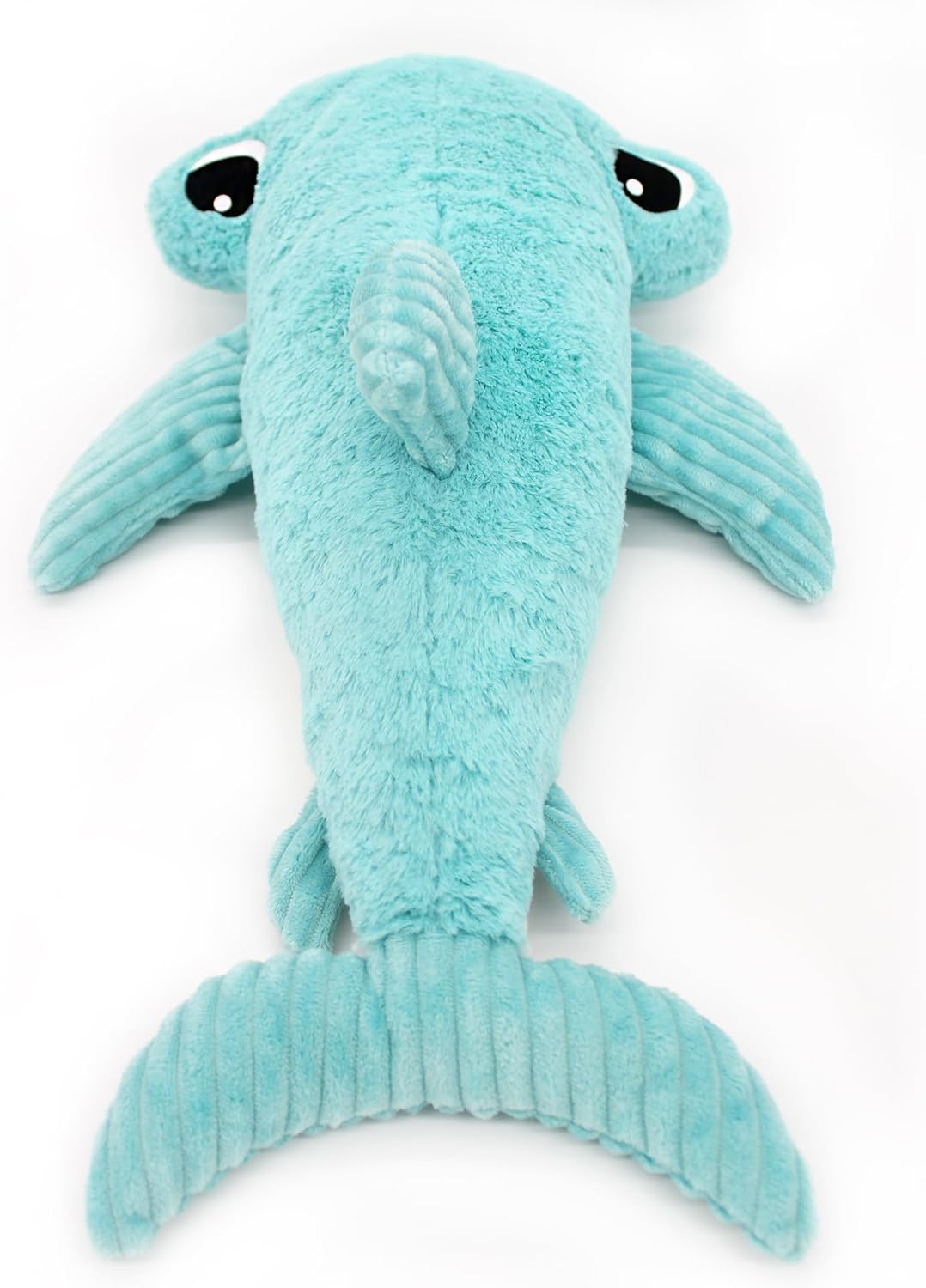 Pluszak wieloryb błękitny miękki i puchaty z dużymi oczami idealny jako zabawka dla dzieci