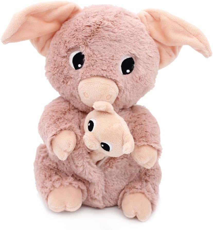 Pluszak świnia mama i dziecko z miękkiego materiału od BV JACOB COMPANY do przytulania