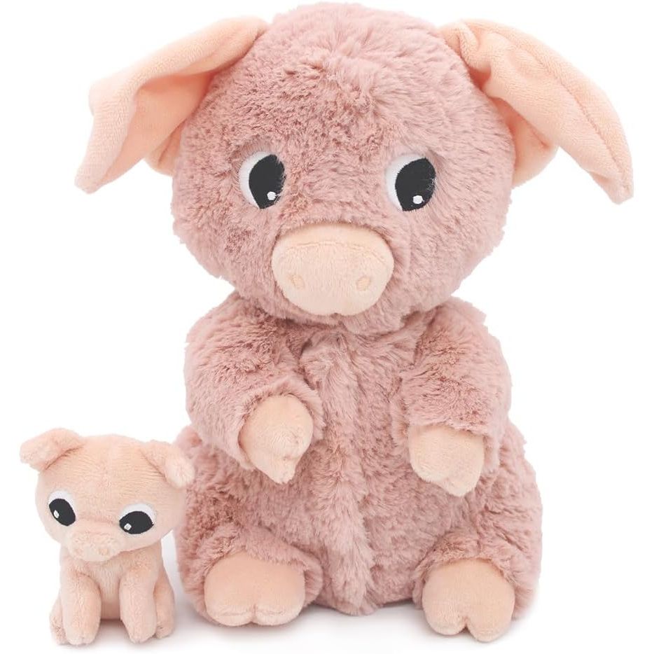 Pluszak świnia mama i dziecko z miękkiego pluszu w różowym kolorze od BV JACOB COMPANY
