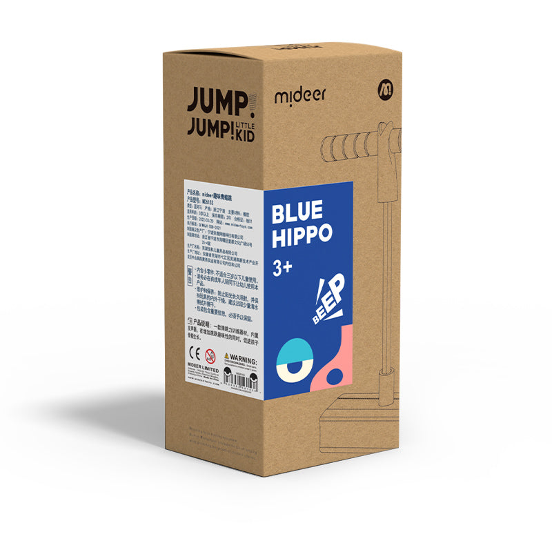 Opakowanie skoczka pogo dla dzieci marki mideer model Blue Hippo dla dzieci od 3 lat