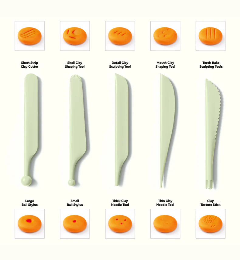 Zestaw narzędzi do modelowania gliny Yamann do piankoliny 24 kolory z różnymi kształtkami i teksturami
