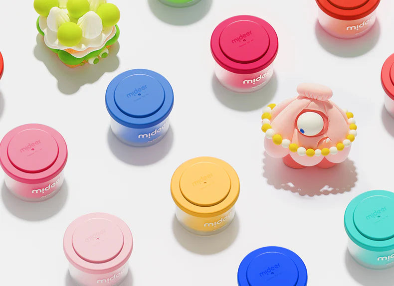 Zestaw piankoliny 24 kolory marki Yamann z wielobarwnymi pojemnikami i zabawkami do modelowania